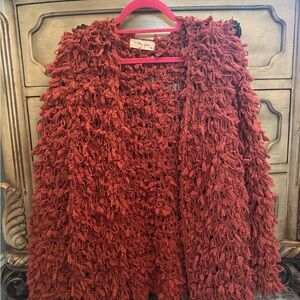 ✨ Textured Open-Front Cardigan – Rust ✨